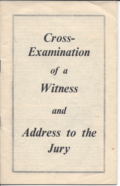'Cross-Examination of a Witness'  by Alfred Magowan