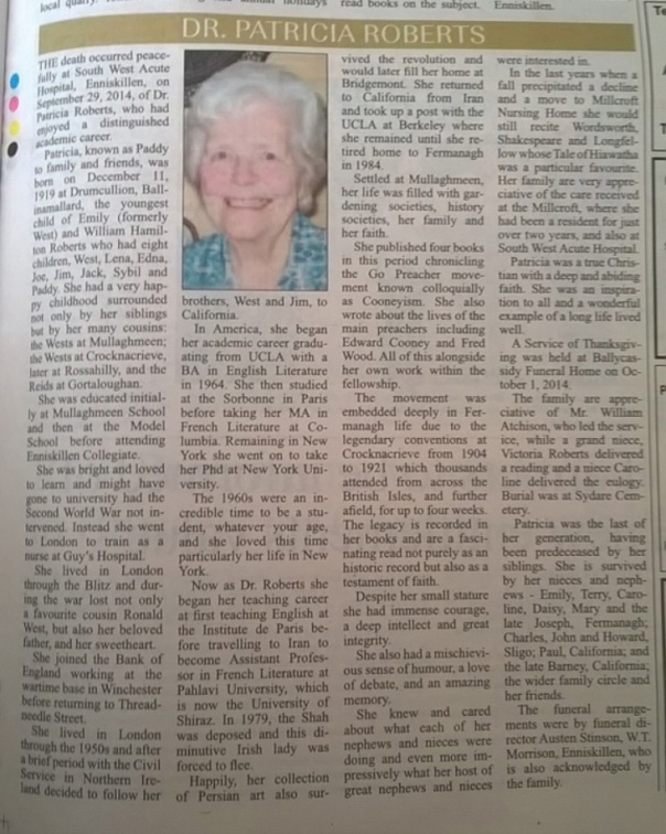 Roberts, Dr. Patricia - Obituary   