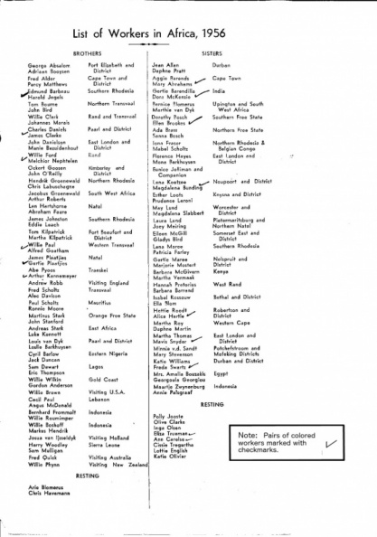 1956 Africa Workers List   