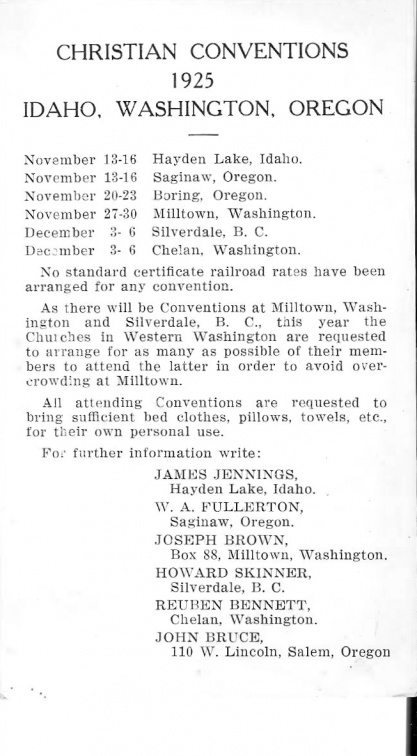 Chris1925 Christian Conventions