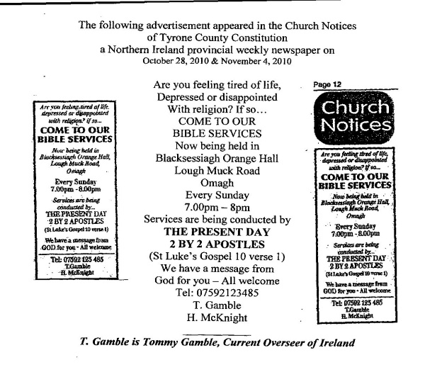 Ireland Meeintg Invitation. 2x2 Apostles
