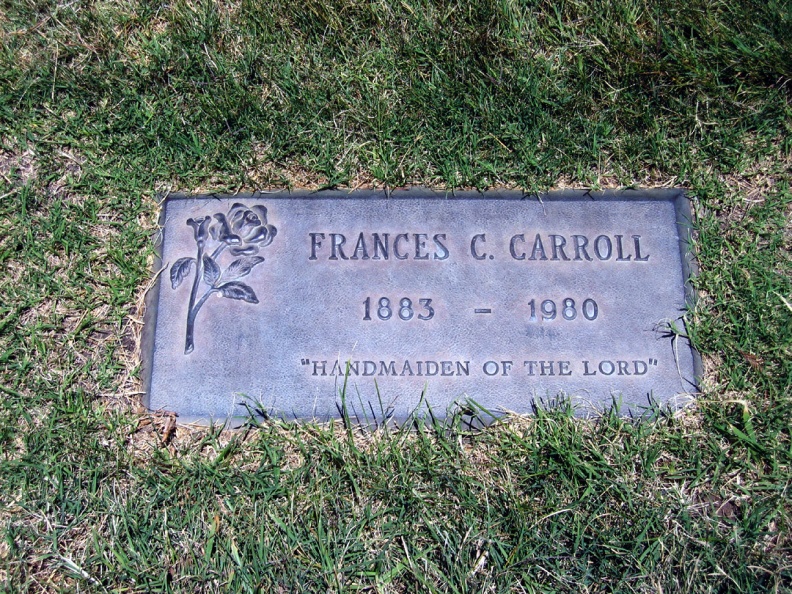 Grave - Frances Christie Carroll (Fannie) 1883-1990