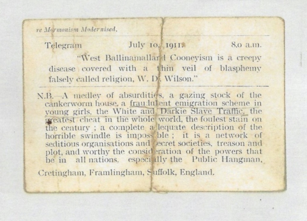 Telegram July, 1911 by Wilson