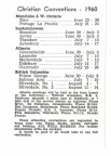 1960 Canada Christian Conventions List
