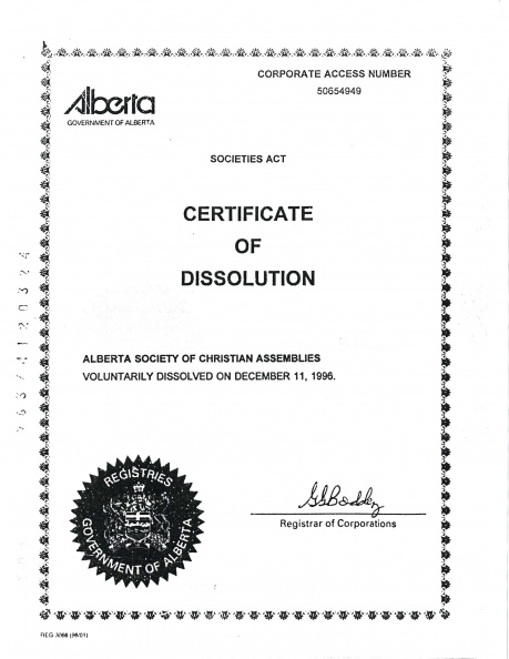 Alberta Dissolution Cover