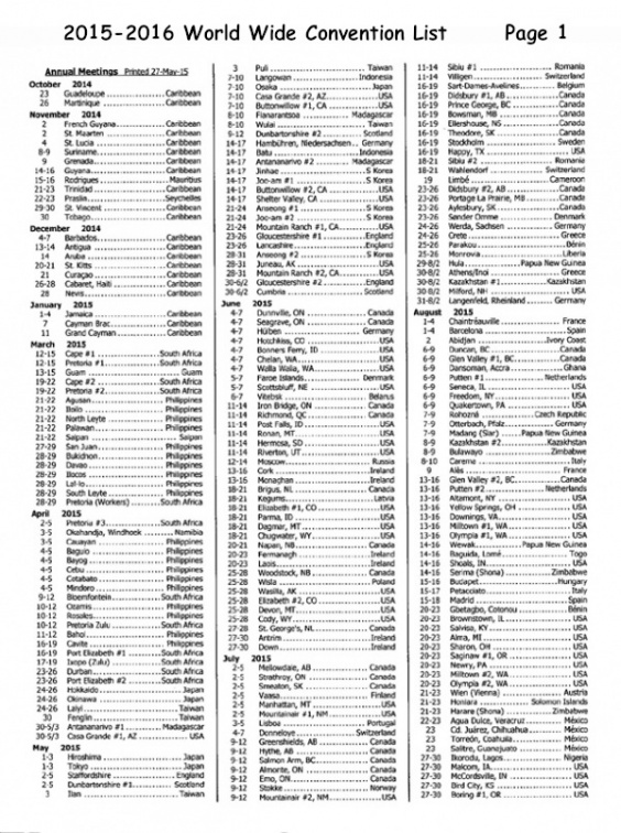 2015-16 World Wide Convention List page 1