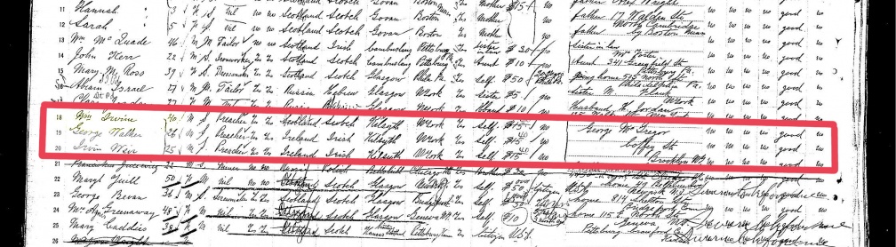 1903 Ship Manifest red inset