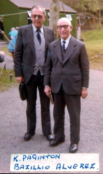 Paginton, Ken, Basilio Alvarez.jpg
Basilio Alvarez (born in Spain, entered the Work in Argentina in 1924)
went to Spain to preach in 1951 when some government reforms permitted
those of Spanish origin to enter Spain in the 1950s.
He was frequently abused for
not being a member of the official state church (Roman Catholic).
Ken Paginton from England, was the sole
pioneer of Madagascar in 1965 before returning to England and Wales as Overseer. Paginton, Ken, Basilio Alvarez.jpg
