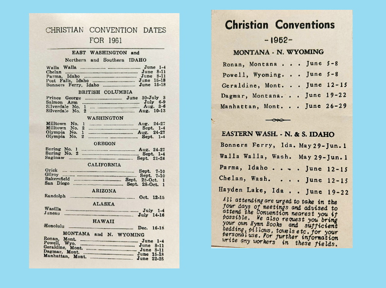 1952 -1961 Northwest Conventions